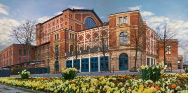 Bayreuth, Almanya Wagner Festivali tiyatroda büyük Panoraması. Ünlü Alman besteci Richard Wagner tiyatro.