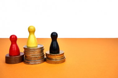 Renkli oyun rakamlar bir kazanan podyum para - boşaltmak ile sembolize.