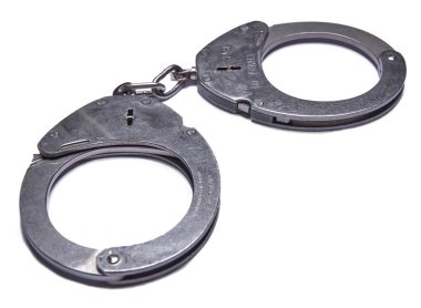 Alman polisi izole üzerinde beyaz arka plan kelepçe.