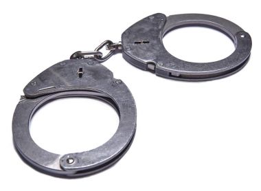 Alman polisi izole üzerinde beyaz arka plan kelepçe.