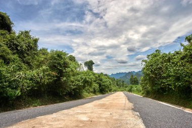 Phong Nha Milli Parkı Vietnam ormanda cennet mağaraya Caddesi'ne. İnsanlar.