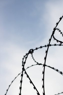 Barb tel gökyüzü arka plan üzerinde