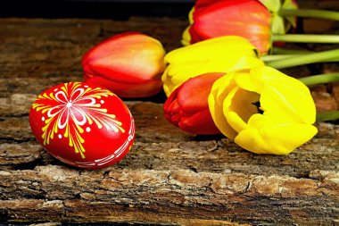 Meşe barka kurulunda Paskalya kartları.