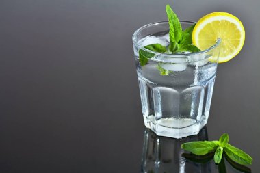 Limon ve nane ile tatlandırılmış buz küpleri ile su yenileniyor. Yaz ferahlık.