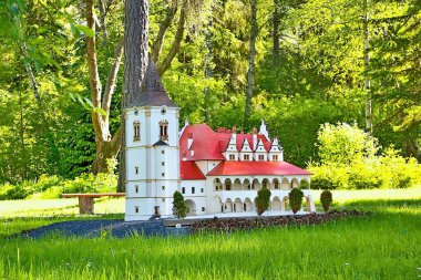 Liptovsky Jan, Slovakya - 28 Mayıs. 2017: minyatür antik Levoca oranı 1:25 şehir salonunda. Güzel Slovakya.