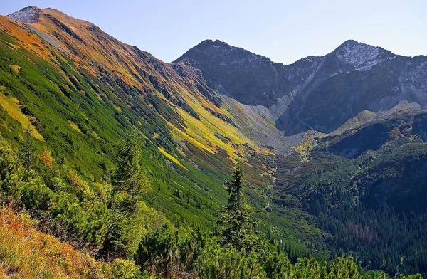 Vale de Rohacska: Os picos de Volovec, Ostry rohac e Placlive . — Fotografia de Stock