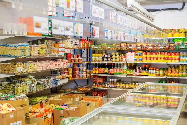 Helsingborg, Sweden-September 3, 2012: Asian food products in the supermarket — Stock Photo, Image