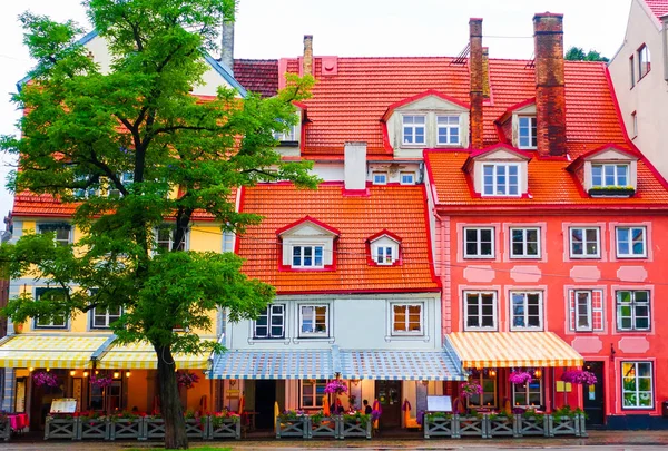 Charming colorful cafe and restaurant buildings