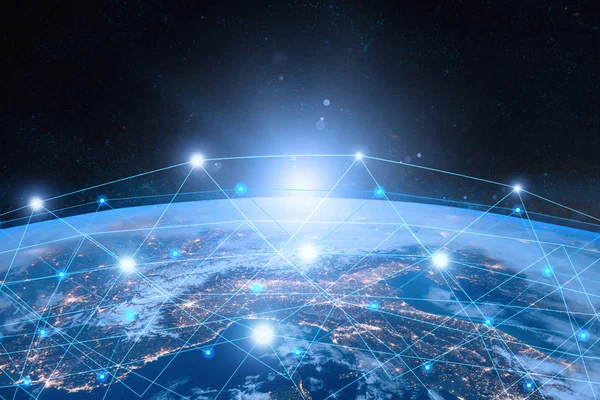 Dünya'dan alan. Küresel iş kavramı Internet. 