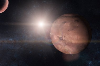 Mars. Gezegenler güneş sisteminde.