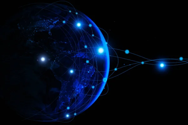 Η γη από το διάστημα. Internet έννοια της παγκόσμιας επιχείρησης. — Φωτογραφία Αρχείου