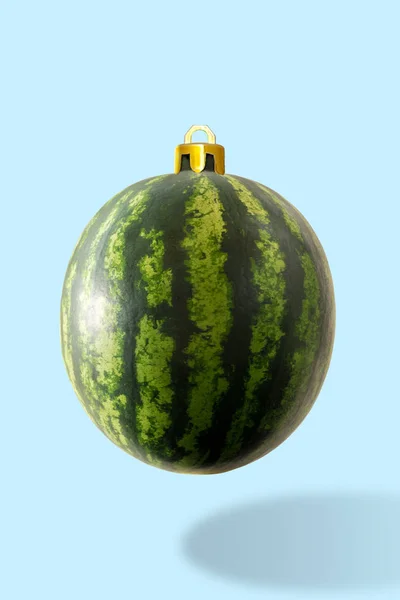 Christmas bauble decoration made of watermelon. — Stock Photo, Image