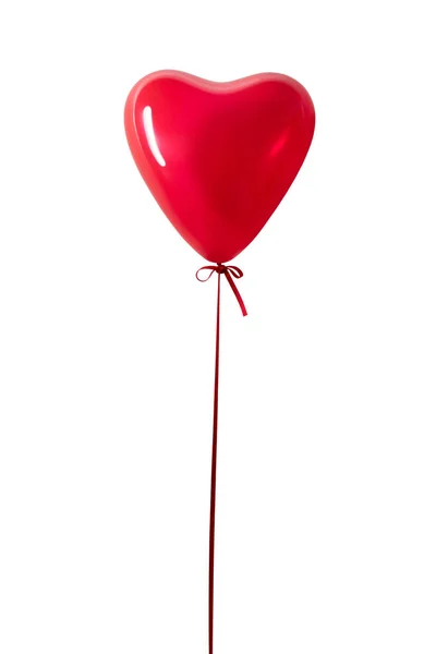 Piros szív ballont elszigetelt fehér background. — Stock Fotó