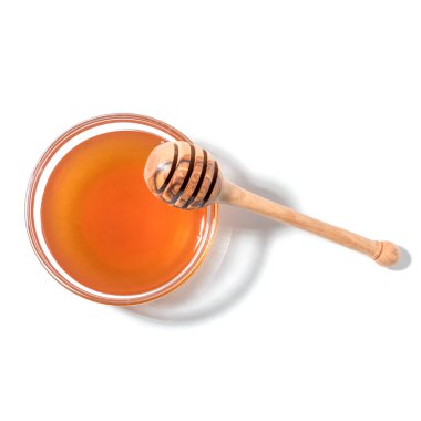 Bal ayı ve beyaz zemin üzerine kavanoz bal.