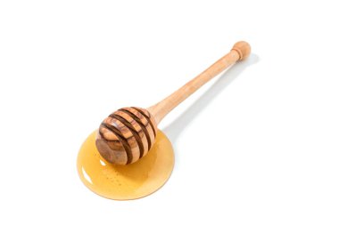 Bal ve ahşap kaplama beyaz arka planda izole