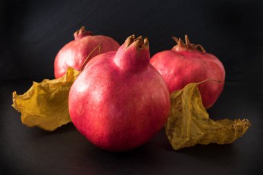 Taze Nar ile siyah arka plan üzerine yakın bırakır