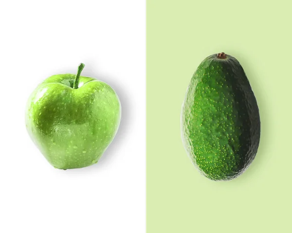 Yaratıcı düzen elma ve avokado yapılmış. Düz yatıyordu. — Stok fotoğraf