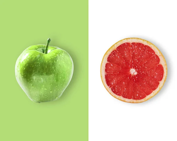 Diseño creativo hecho de manzana y pomelo. Puesta plana . —  Fotos de Stock