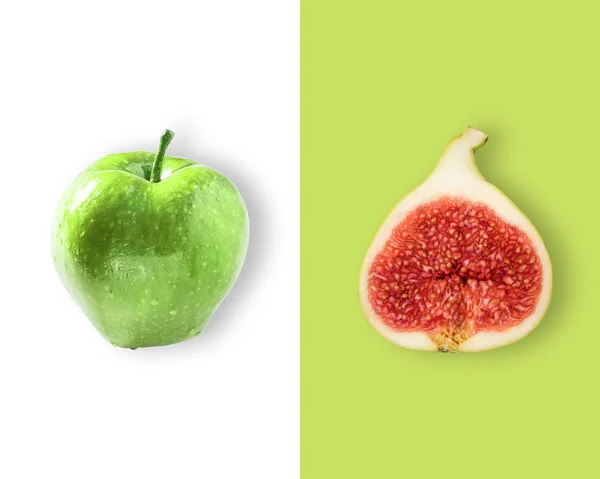 Diseño creativo hecho de manzana e higo. Puesta plana . —  Fotos de Stock