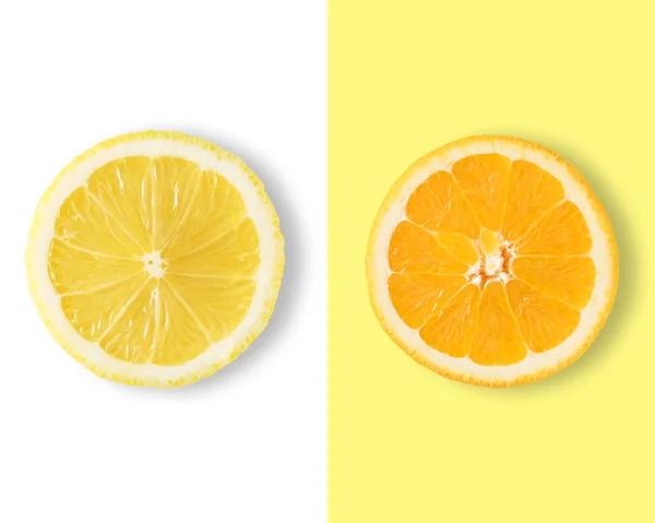 Креативная макет из лемона и апельсина. Плоский лежал . — стоковое фото