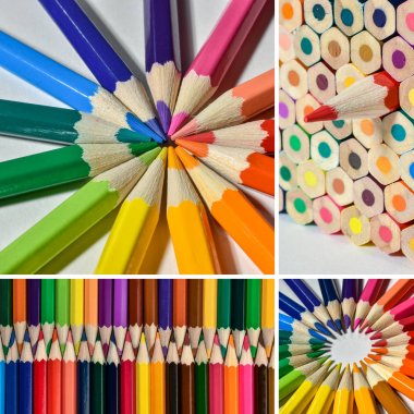 Renkli kalemler kolaj.