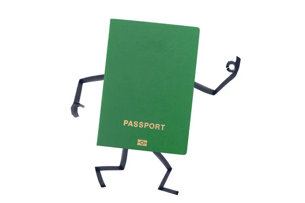 Passaporto con mani e piedi dipinti mostra gesto ok — Foto Stock
