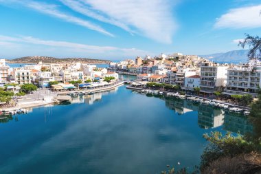 Agios nikolaos voulismeni göl Girit Adası, Yunanistan.