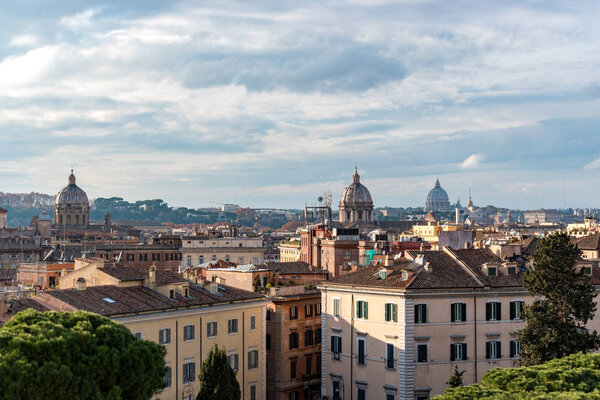 Aerial beautiful cityscape view of Rome. Italy.