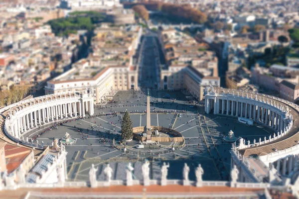 Vista Aérea Plaza San Pedro Vaticano Roma Efecto Desplazamiento Inclinación —  Fotos de Stock