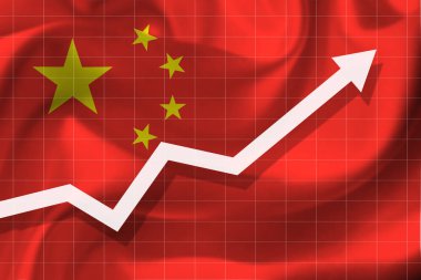 Bayrak Çin arka plan üzerinde beyaz ok fgrowth kadar