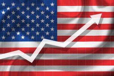 Beyaz ok büyümesini arka planda Amerika Birleşik Devletleri bayrağı.