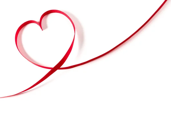 Heart made of ribbon on white background. Valentines day. — Stock Photo, Image