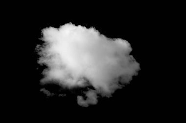 Siyah arkaplanda beyaz bulutlar izole.