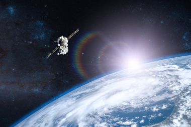 Mavi Gezegen Dünya. Uzay aracı uzaya fırlatıldı. Bu görüntünün elementleri NASA tarafından desteklenmektedir.