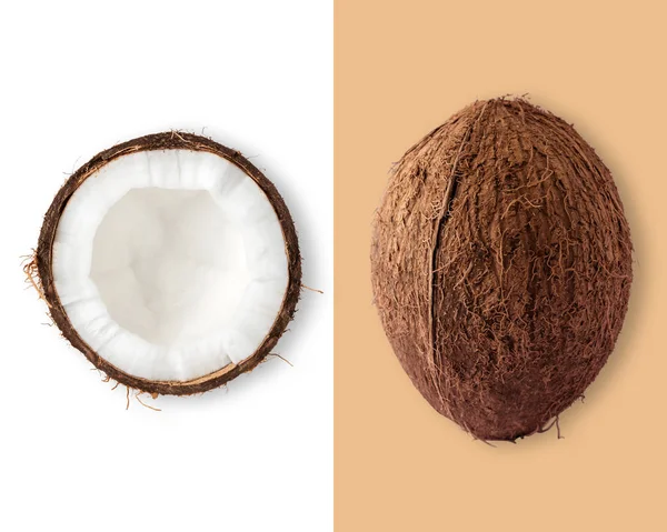 Układ Creative wykonane z orzechów kokosowych. Leżał z płaskim. Koncepcja wegańskie jedzenie. — Zdjęcie stockowe