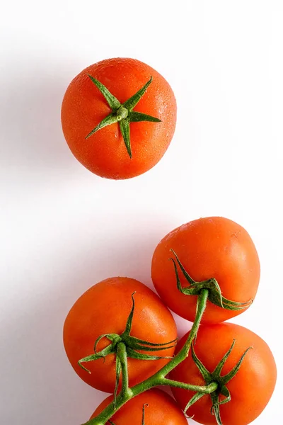 Fresh tomatoes on white background. Top view — Stock Photo, Image