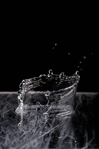 Water Splash Geïsoleerd Zwarte Achtergrond Waterstructuur — Stockfoto