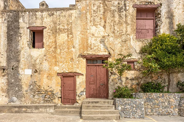 Vista Del Patio Del Monasterio Preveli Con Iglesia San Juan — Foto de Stock