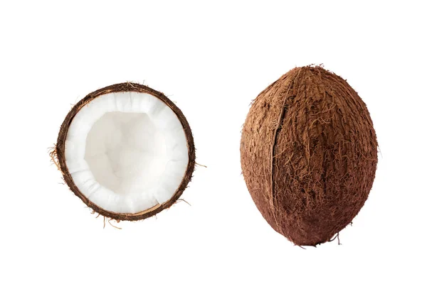 Kokosový Ořech Izolovaný Bílém Pozadí Pozadí Potravin — Stock fotografie