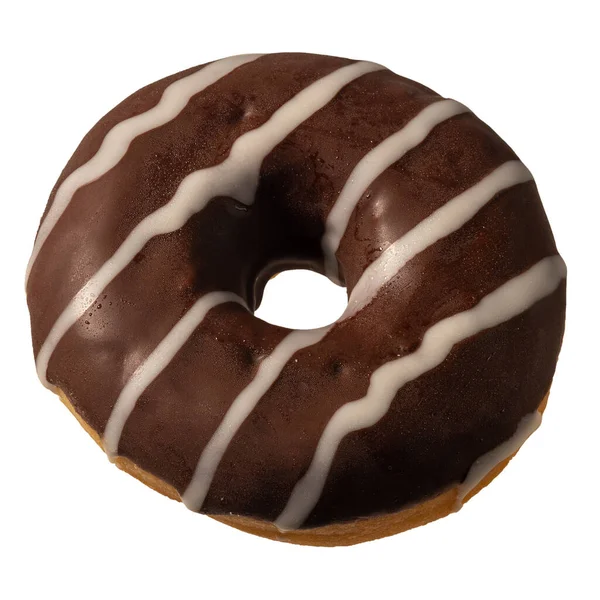Donut Com Chocolate Isolado Fundo Branco — Fotografia de Stock