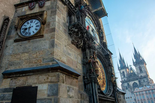 Astronomické Hodiny Starém Městě Týnským Kostelem — Stock fotografie