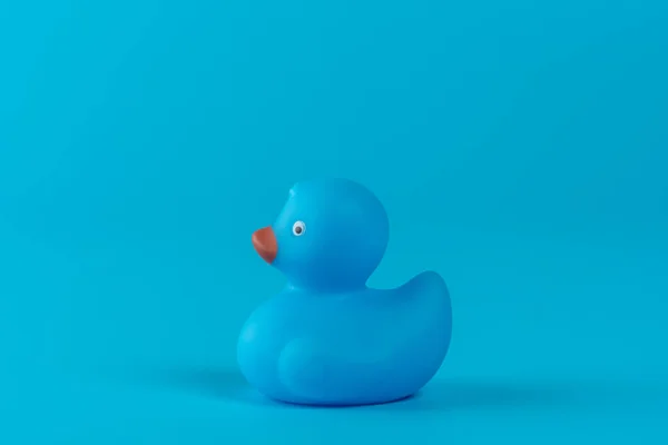 Pato Goma Azul Sobre Fondo Azul Concepto Mínimo Verano — Foto de Stock