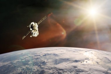 Mavi Gezegen Dünya. Uzay aracı uzaya fırlatıldı. Bu görüntünün elementleri NASA tarafından desteklenmektedir.