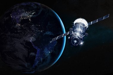Dünya gezegeni. Uzay aracı uzaya fırlatıldı. Bu görüntünün elementleri NASA tarafından desteklenmektedir.