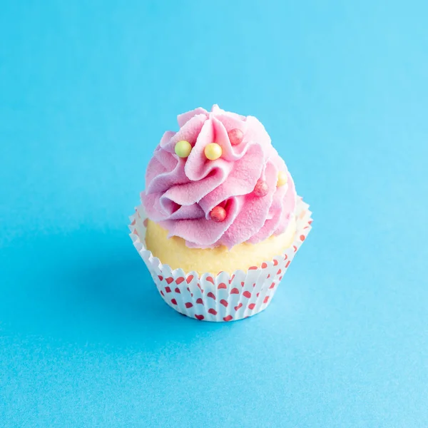 Fundo Celebração Colorido Com Cupcake Conceito Partido Mínimo — Fotografia de Stock