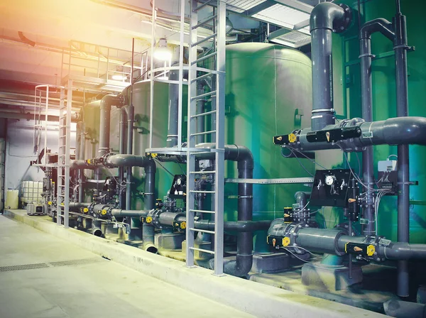 Water treatment tanks at power plant — Stock Photo, Image