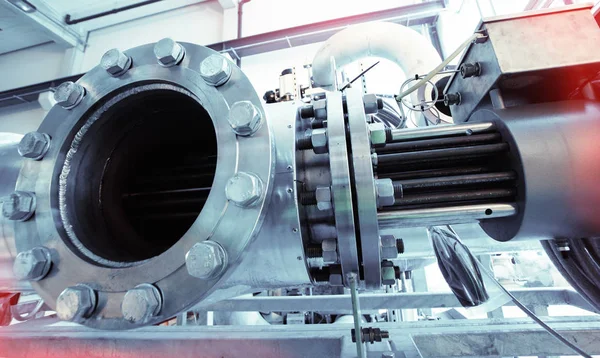 Different size and shaped pipes and valves at a power plant — Stock Photo, Image