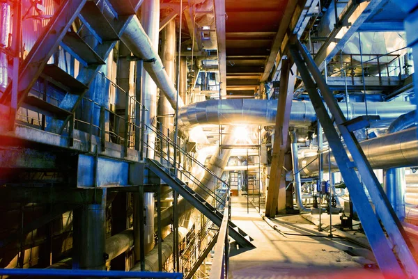 Industrial zone, Steel pipelines in blue tones — Stock Photo, Image