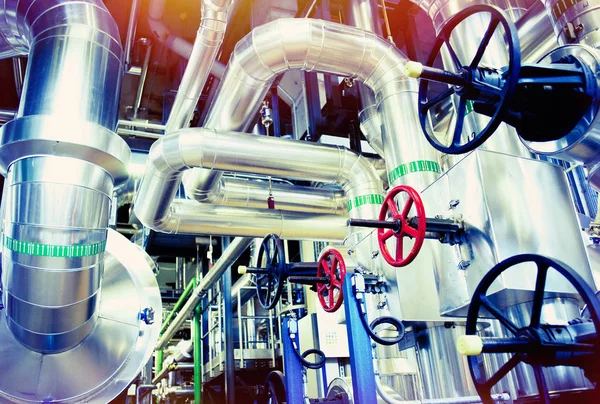 Equipment, cables and piping as found inside of a modern industr — Stock Photo, Image