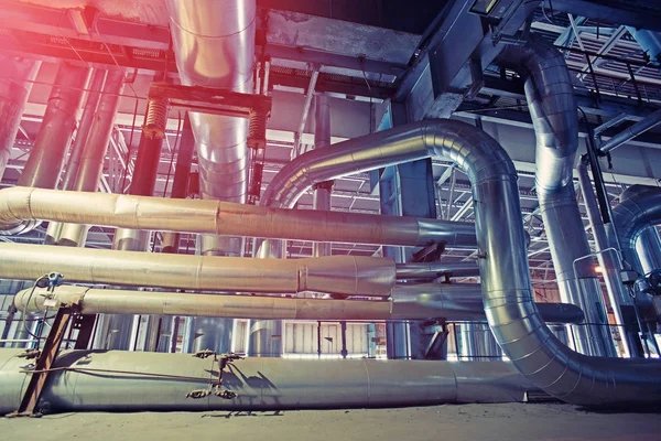 Equipment, cables and piping as found inside of a modern industr — Stock Photo, Image
